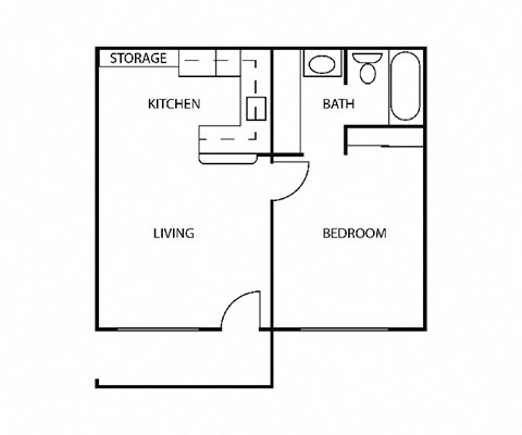 a floor plan of a small house with a kitchen and a living room